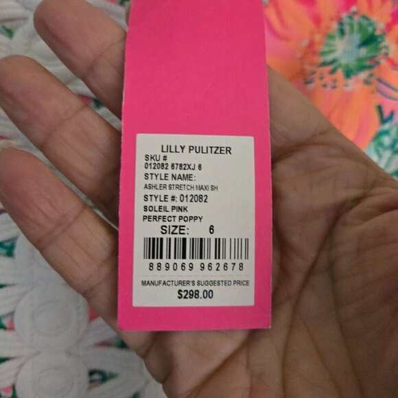 Lilly Pulitzer NWT Ashler Stretch Maxi Dress Soliel Pink Perfect Poppy Size 6 - Picture 12 of 15
